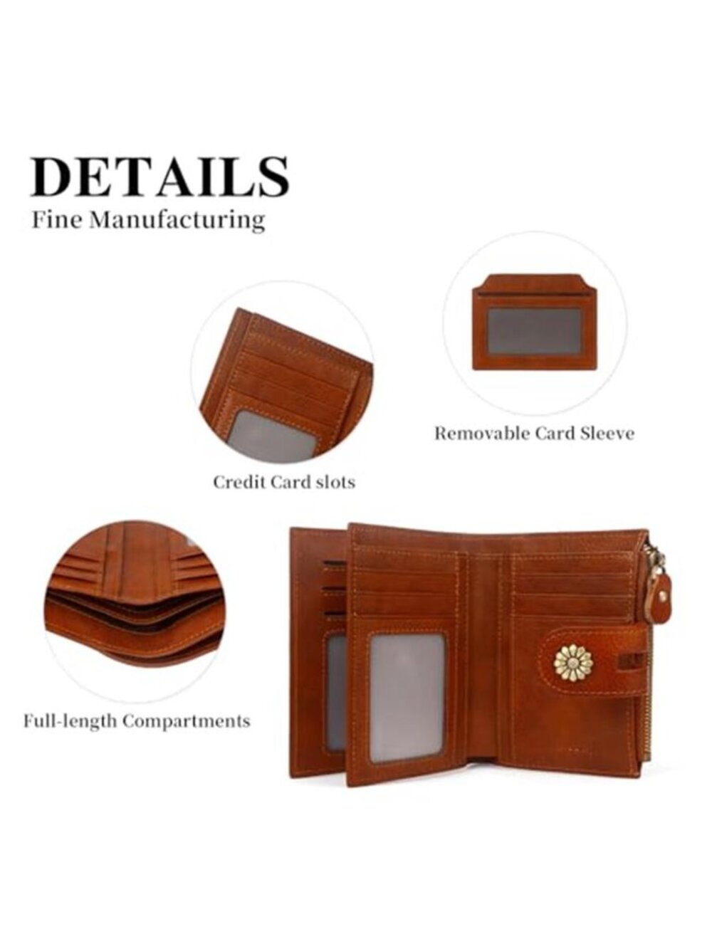 Womens Leather Wallet RFID Bifold Card Holder Coin Purse ID Organizer Clutch - Picture 6 of 6